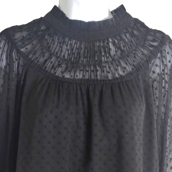 Loft black lined long sleeve sheer blouse, back button closure, Small, NWT - Picture 3 of 10